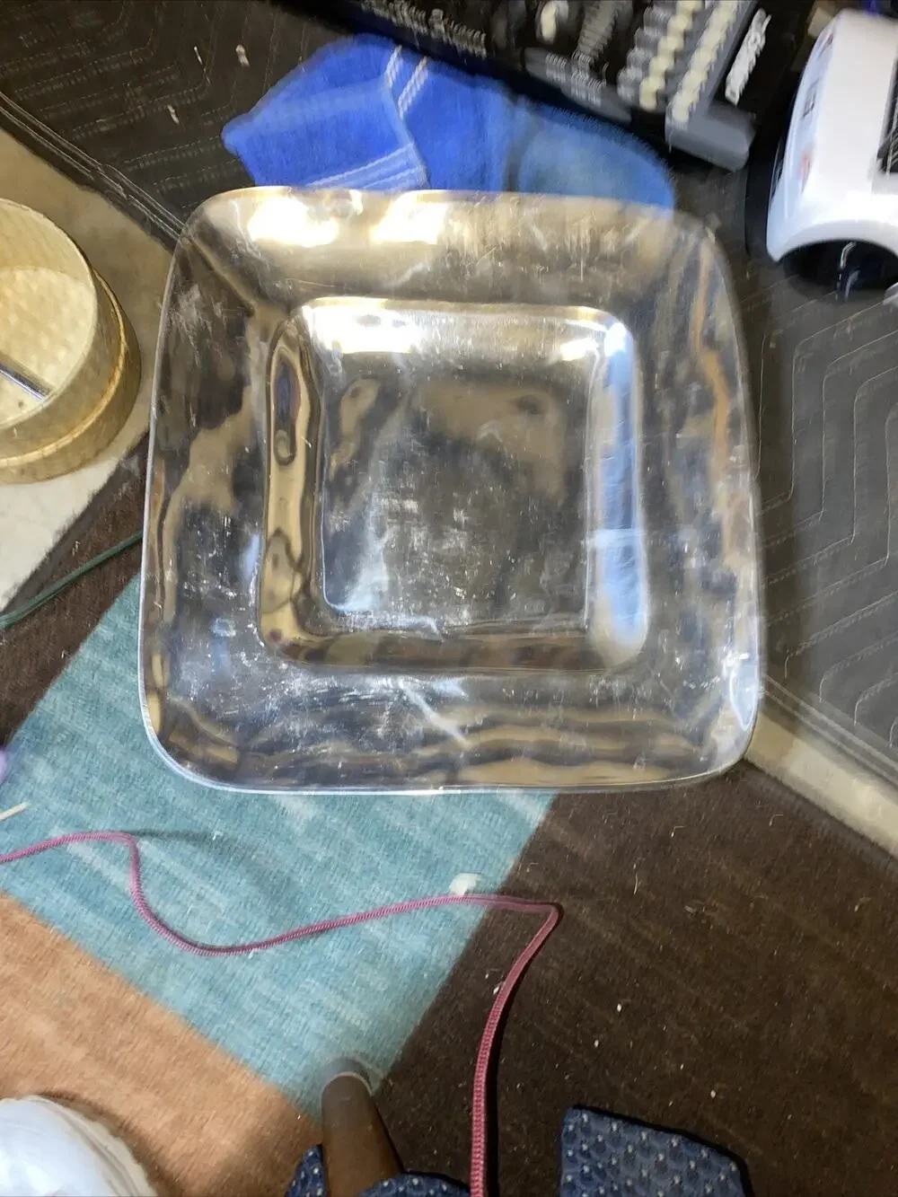 Large Silver Rectangle Tray measures 14 1/2” X 15” Aluminum Color Much Heavier
